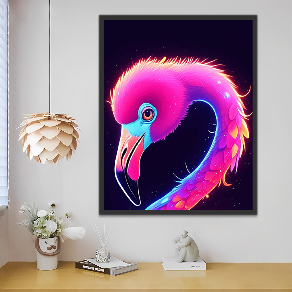 Flamant rose violet Peinture par Numéros