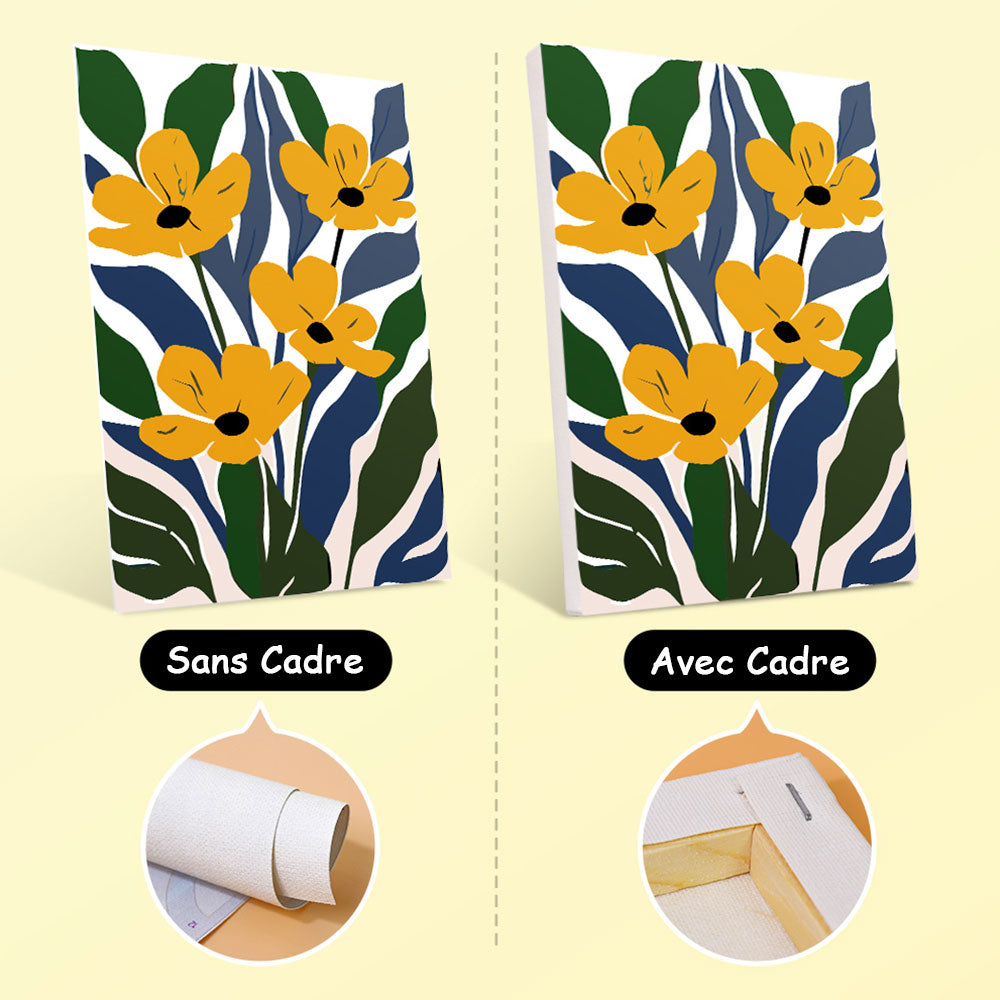 Fleurs aux Couleurs Vives parmi les Feuilles Vertes 6 Mini Peintures par Numéros
