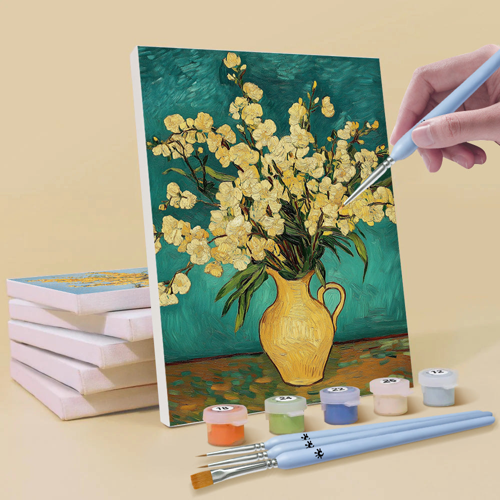 Fleurs dans des Vases dans le Style de Van Gogh 6 Mini Peintures par Numéros