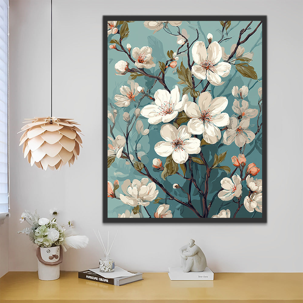 Fleurs de Pommier Blanc Peinture par Numéros