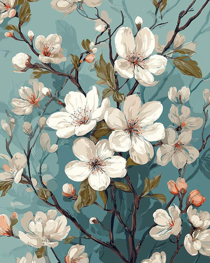 Fleurs de Pommier Blanc Peinture par Numéros