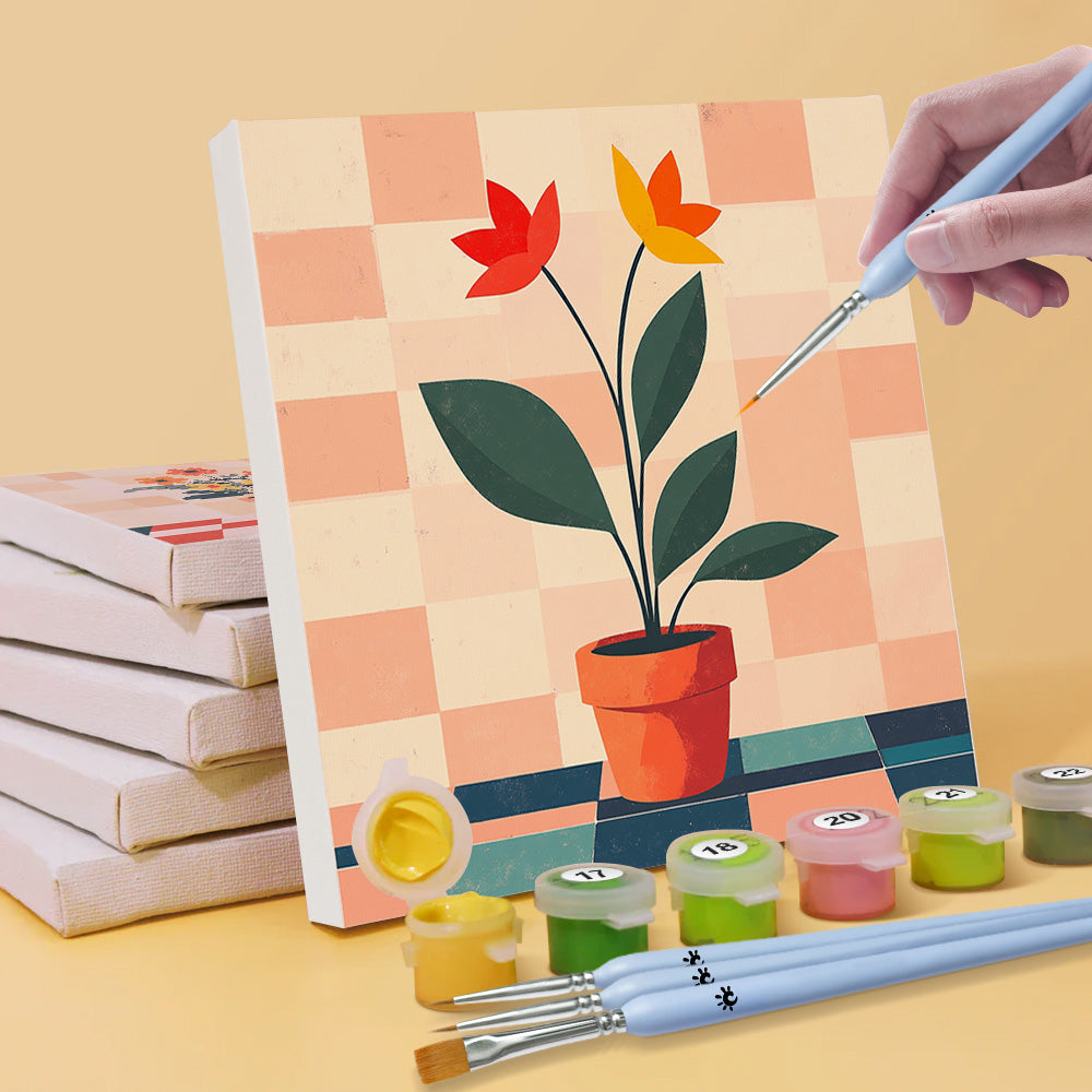 Fleurs en Pot 6 Mini Peintures par Numéros