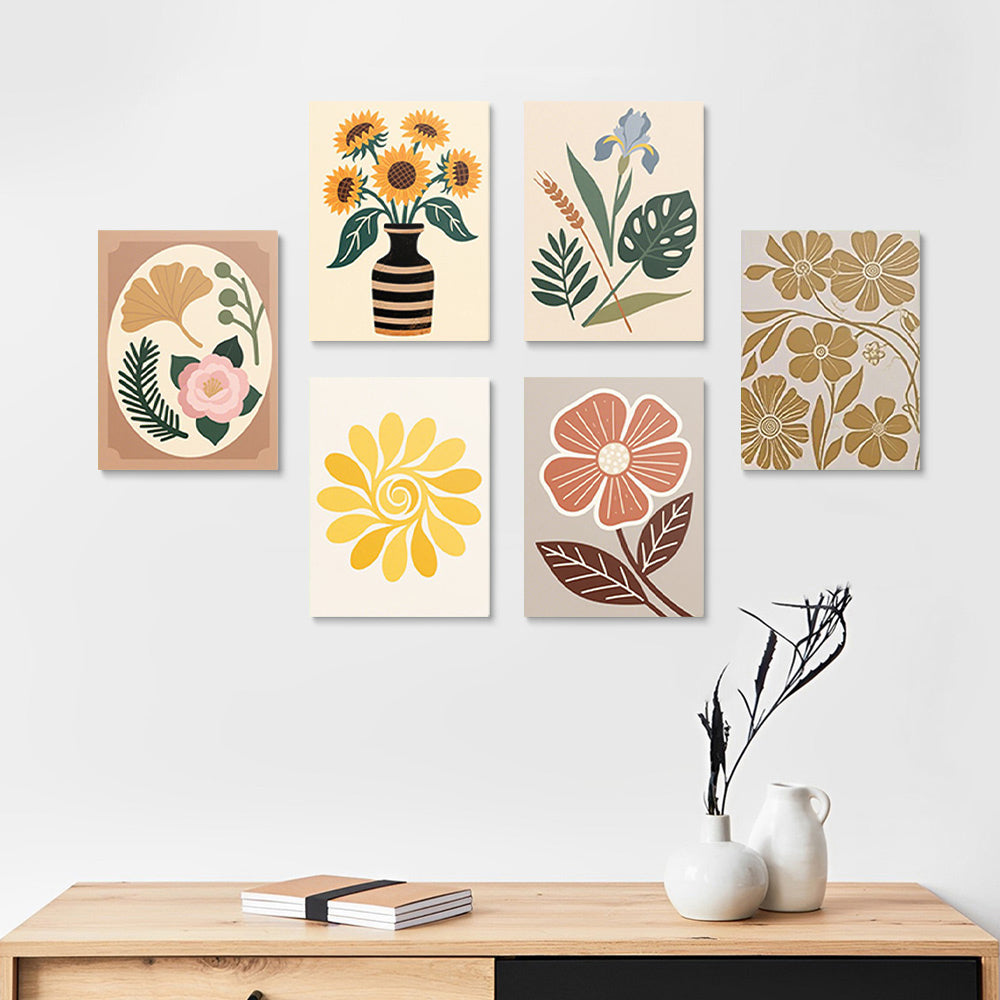 Fleurs et Feuilles d'Automne 6 Mini Peintures par Numéros