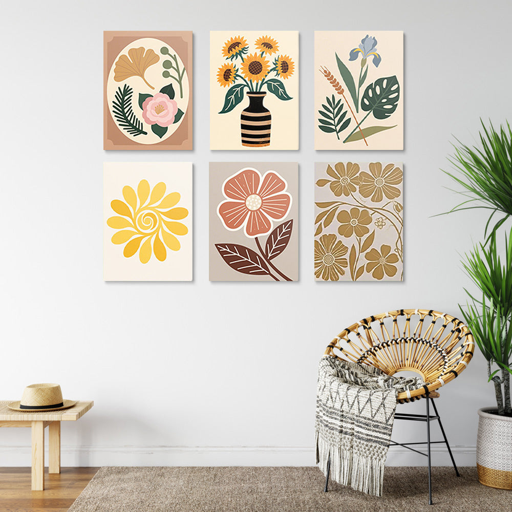Fleurs et Feuilles d'Automne 6 Mini Peintures par Numéros