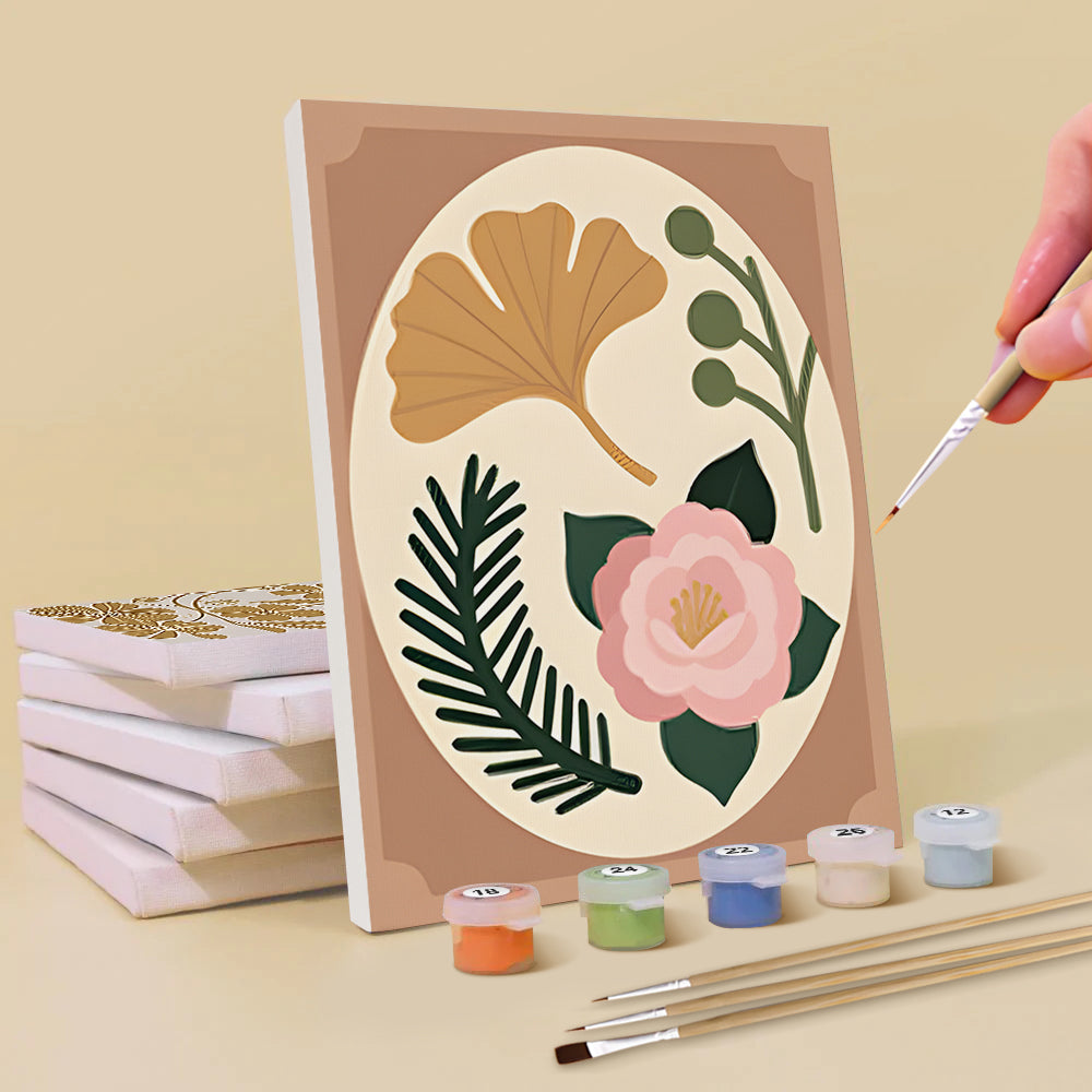Fleurs et Feuilles d'Automne 6 Mini Peintures par Numéros