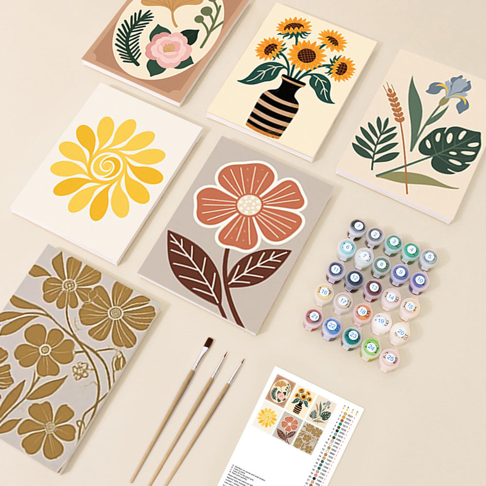 Fleurs et Feuilles d'Automne 6 Mini Peintures par Numéros