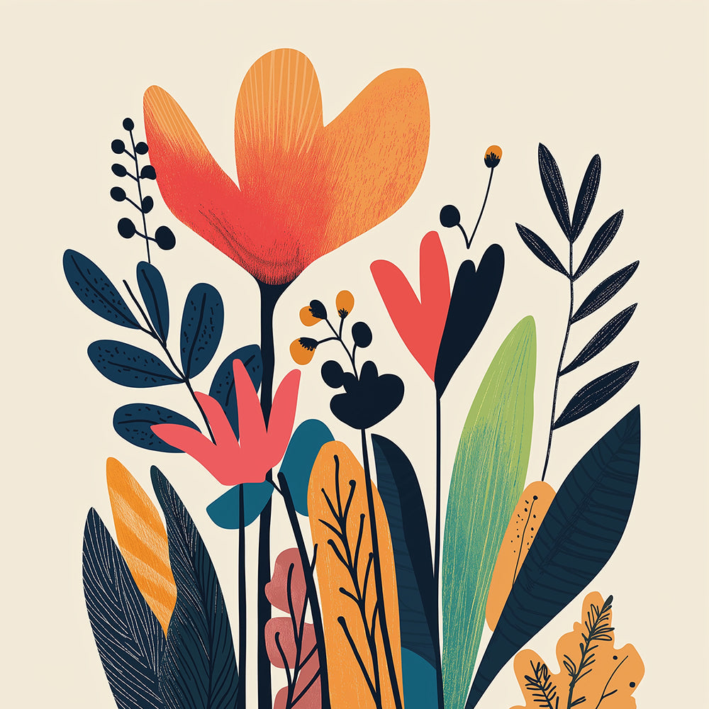 Fleurs et Feuilles Mini Peinture par Numéros