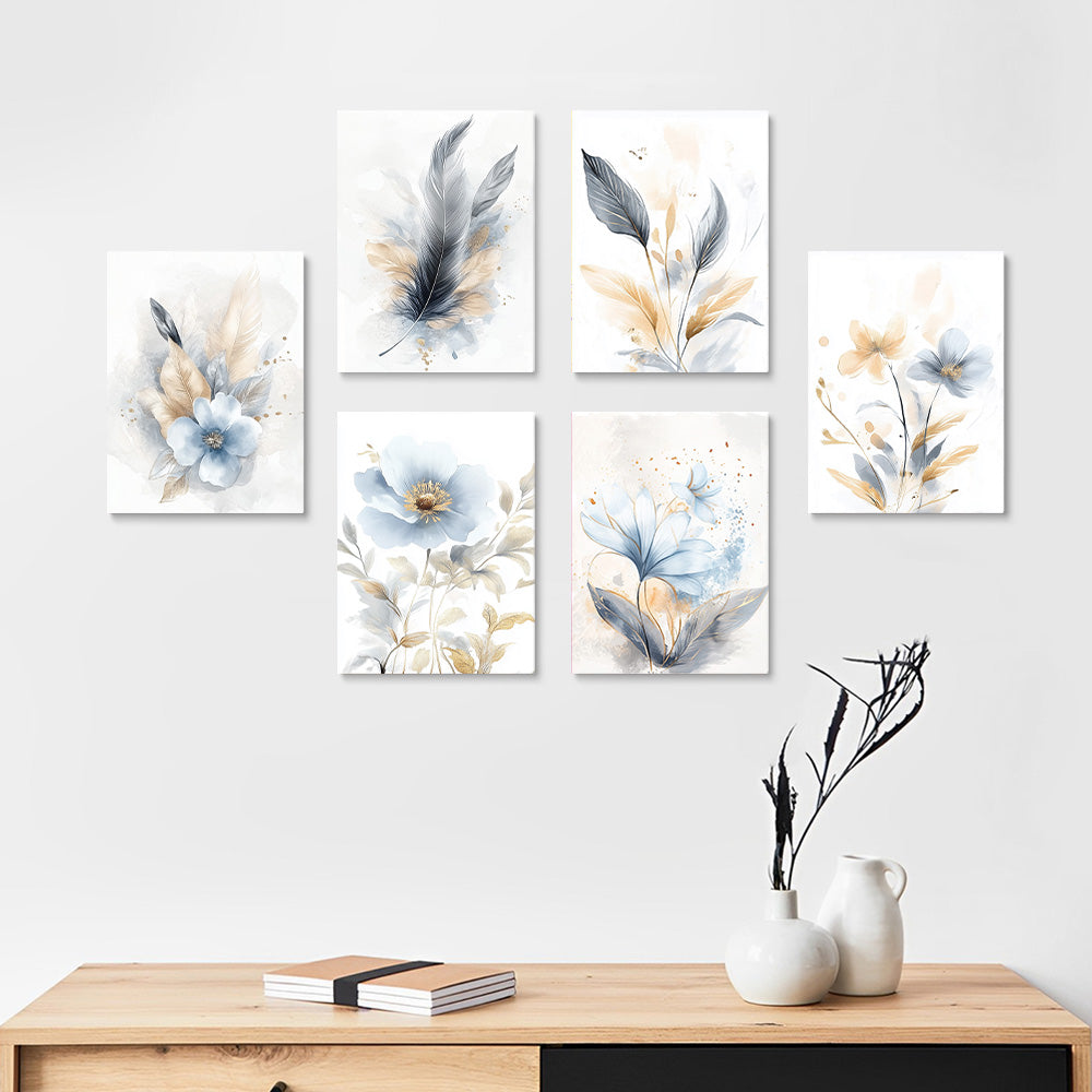 Fleurs et Plumes Pures 6 Mini Peintures par Numéros