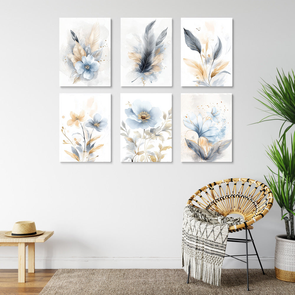 Fleurs et Plumes Pures 6 Mini Peintures par Numéros