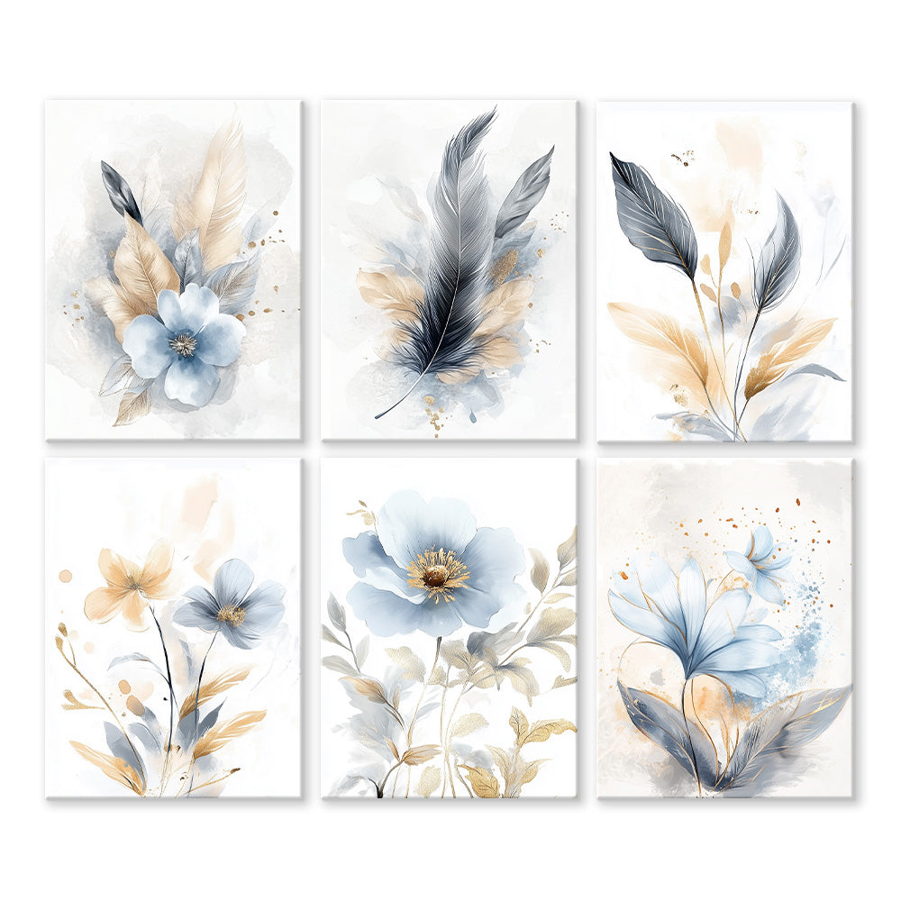 Fleurs et Plumes Pures 6 Mini Peintures par Numéros