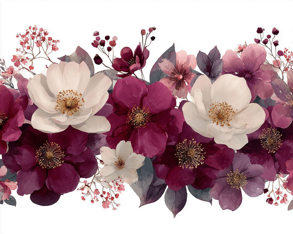Fleurs Mauves et Blanches Peinture par Numéros