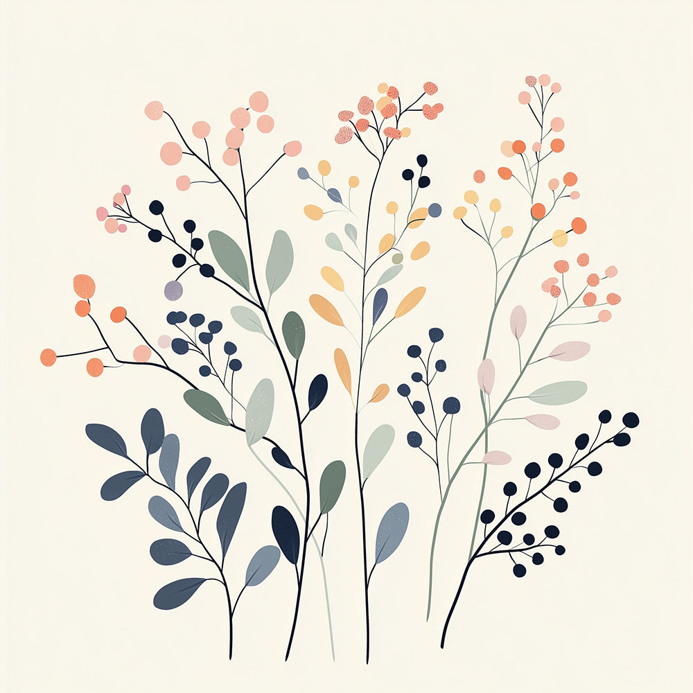 Fleurs Multiramifiées Colorées Mini Peinture par Numéros