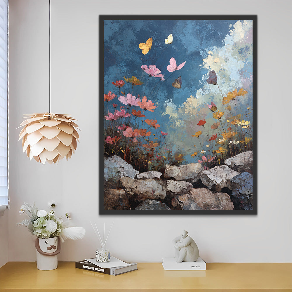 Fleurs Sauvages dans les Fissures des Rochers Peinture par Numéros