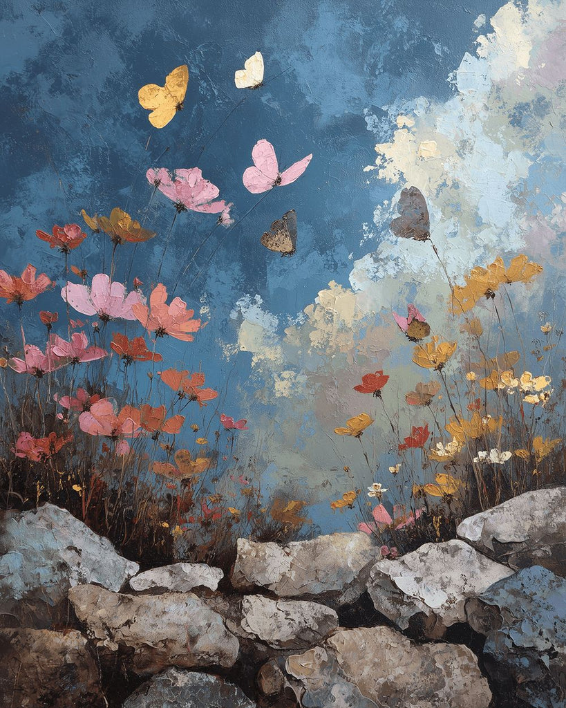 Fleurs Sauvages dans les Fissures des Rochers Peinture par Numéros