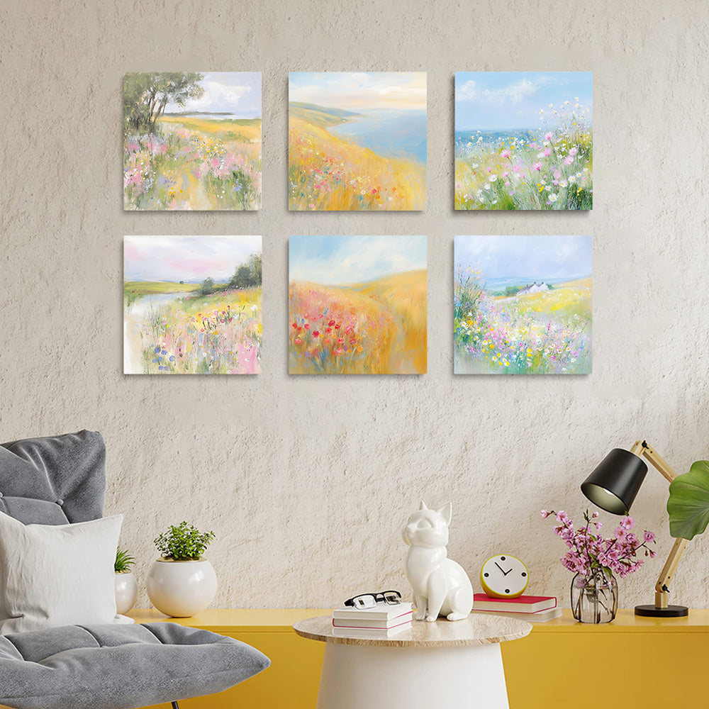 Fleurs Sauvages de Printemps 6 Mini Peintures par Numéros