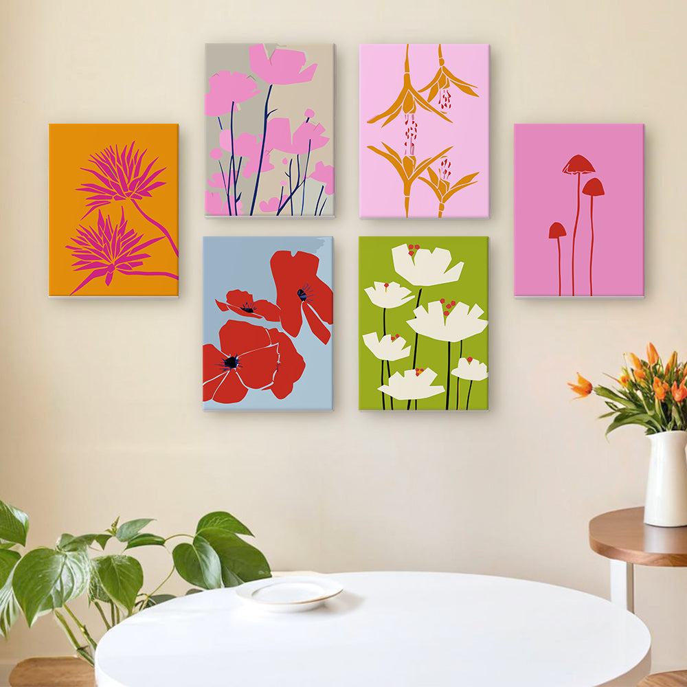 Fleurs Simples 6 Mini Peintures par Numéros