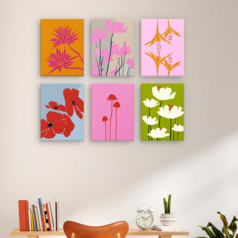 Fleurs Simples 6 Mini Peintures par Numéros