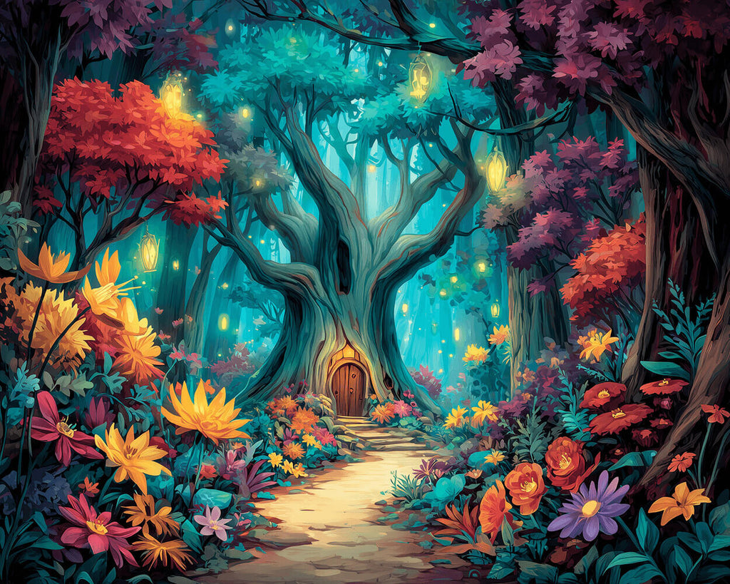 Forêt Lumineuse Remplie de Fleurs Peinture par Numéros