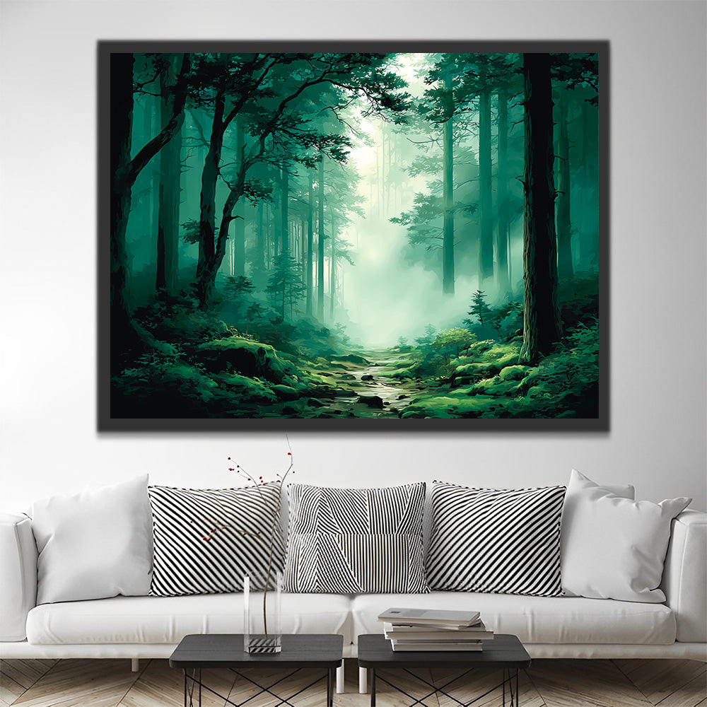 Forêt Verte dans la Brume Peinture par Numéros
