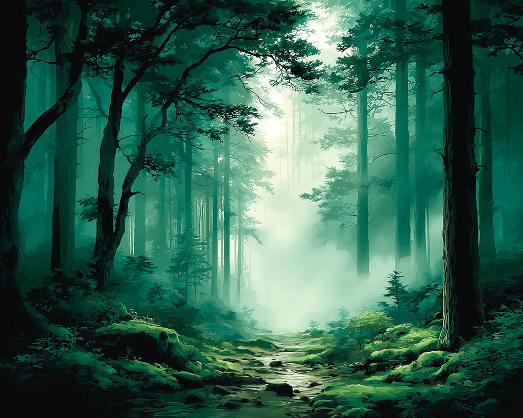 Forêt Verte dans la Brume Peinture par Numéros