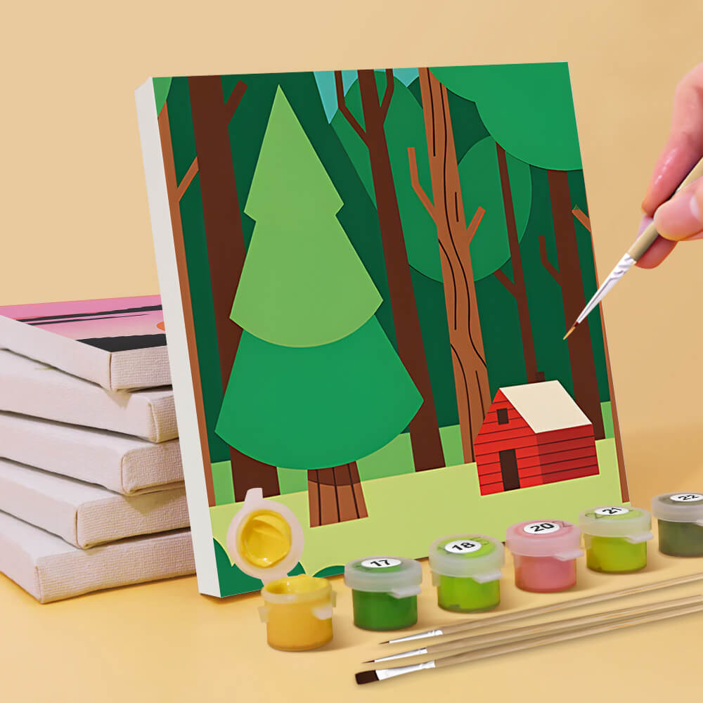 Forêts Vertes et Champs Dorés 6 Mini Peintures par Numéros