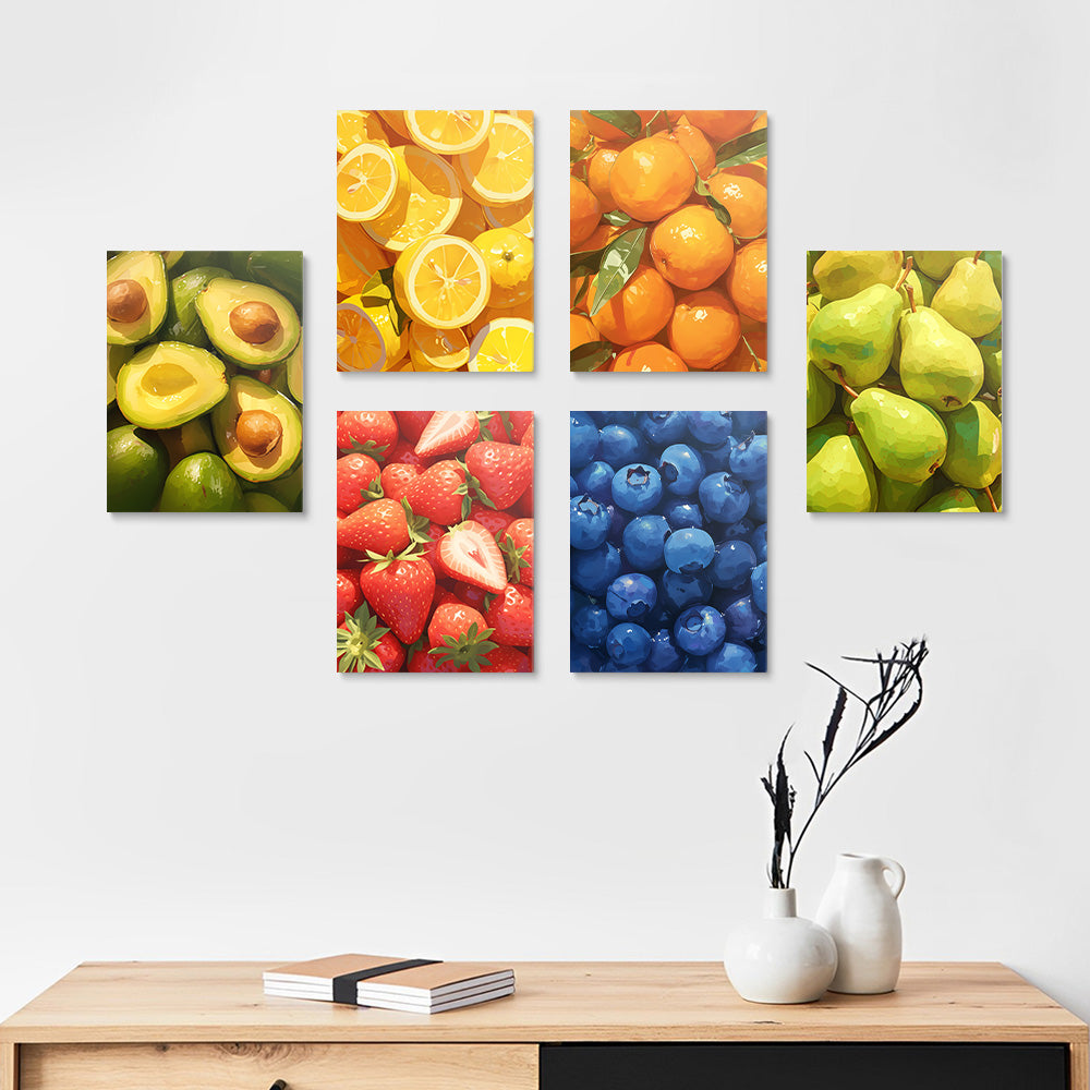 Fruits Frais Variés 6 Mini Peintures par Numéros