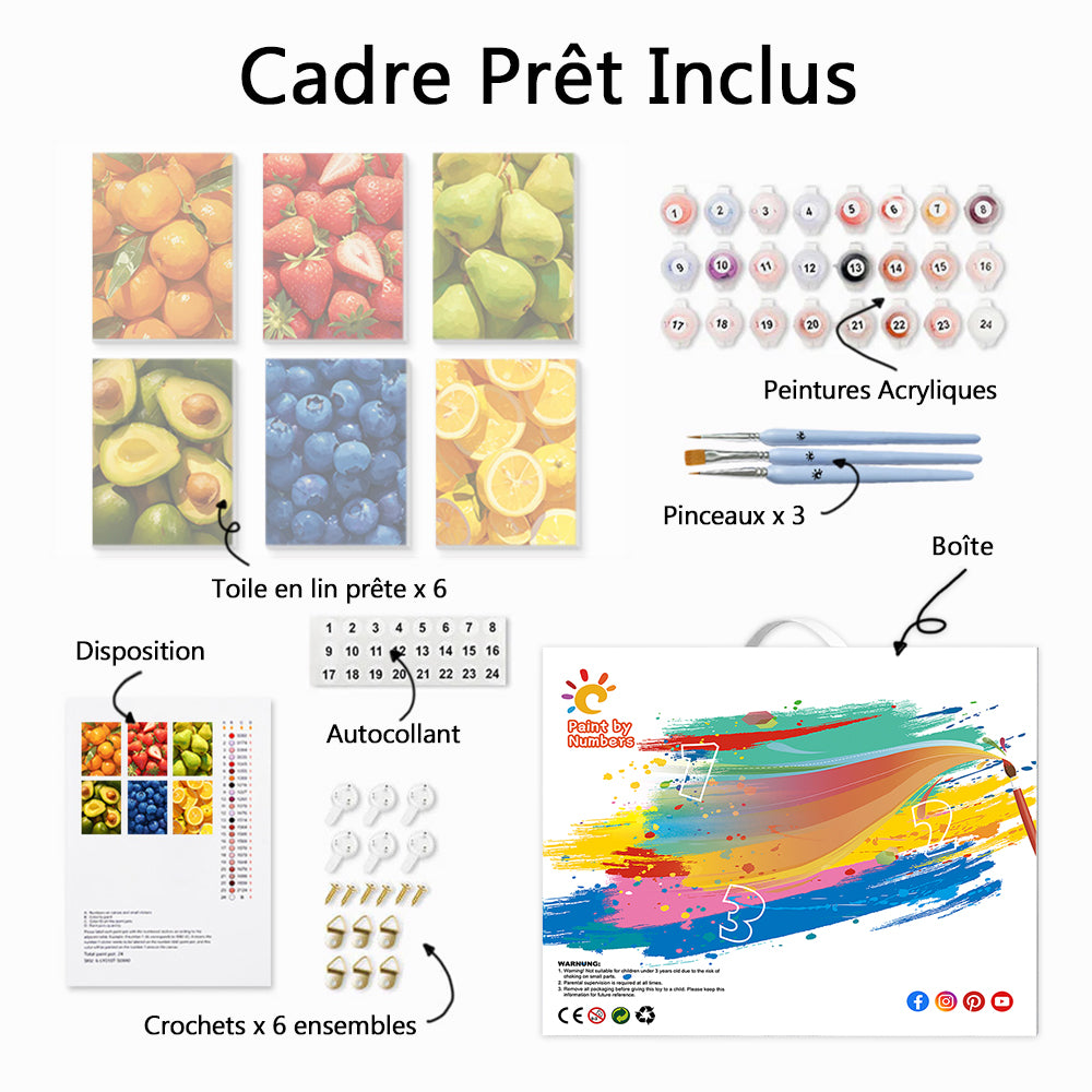 Fruits Frais Variés 6 Mini Peintures par Numéros