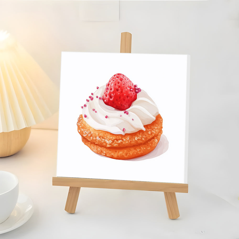 Gâteau À la Crème de Fraises Mini Peinture par Numéros