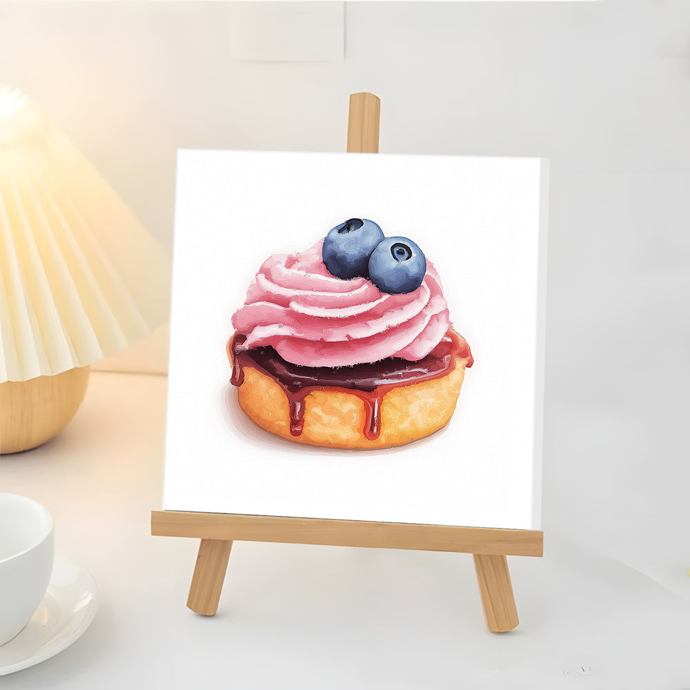 Gâteau À la Crème de Myrtilles Mini Peinture par Numéros