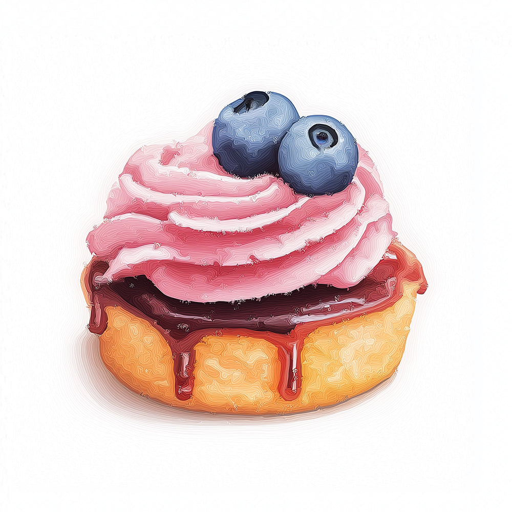 Gâteau À la Crème de Myrtilles Mini Peinture par Numéros