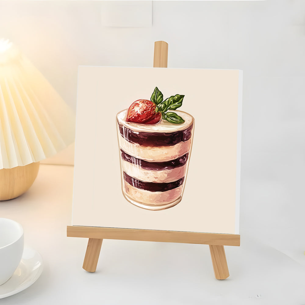 Gâteau de Mille-Feuilles aux Fraises Mini Peinture par Numéros