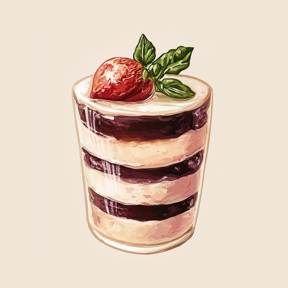 Gâteau de Mille-Feuilles aux Fraises Mini Peinture par Numéros