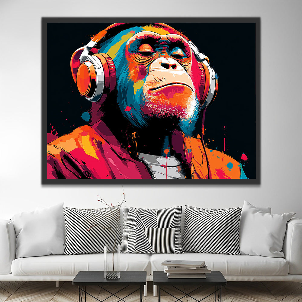 Gentleman Orang-Outan Plongé dans la Musique Peinture par Numéros