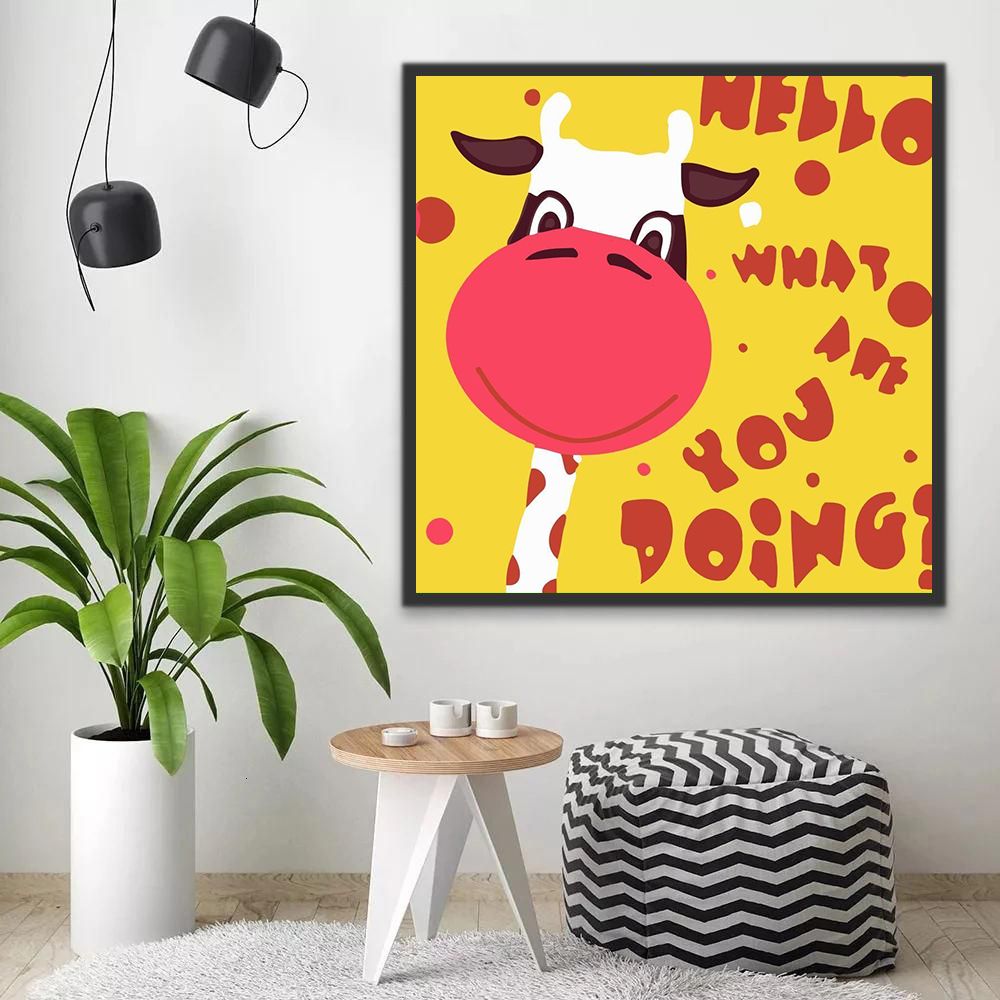 Girafe Cartoon Peinture par Numéros