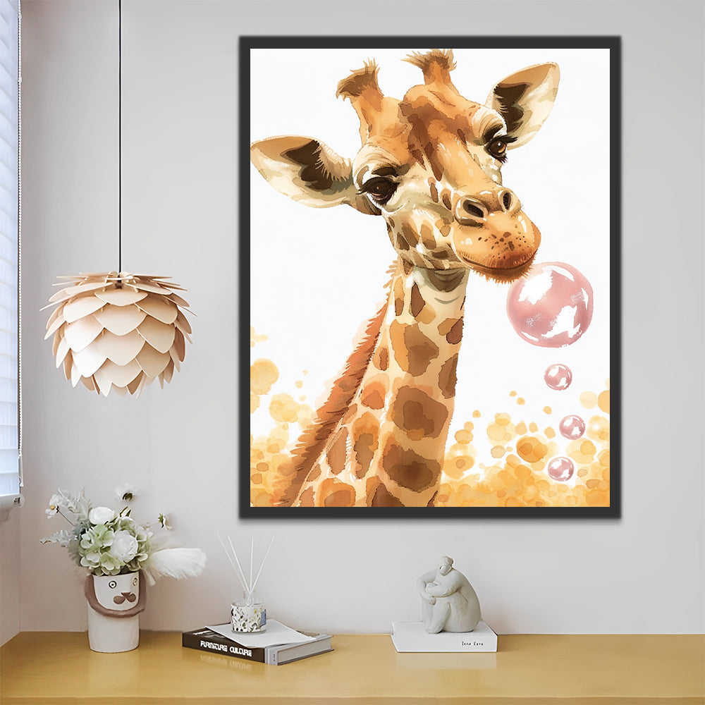 Girafe mangeant du chewing-gum Peinture par Numéros