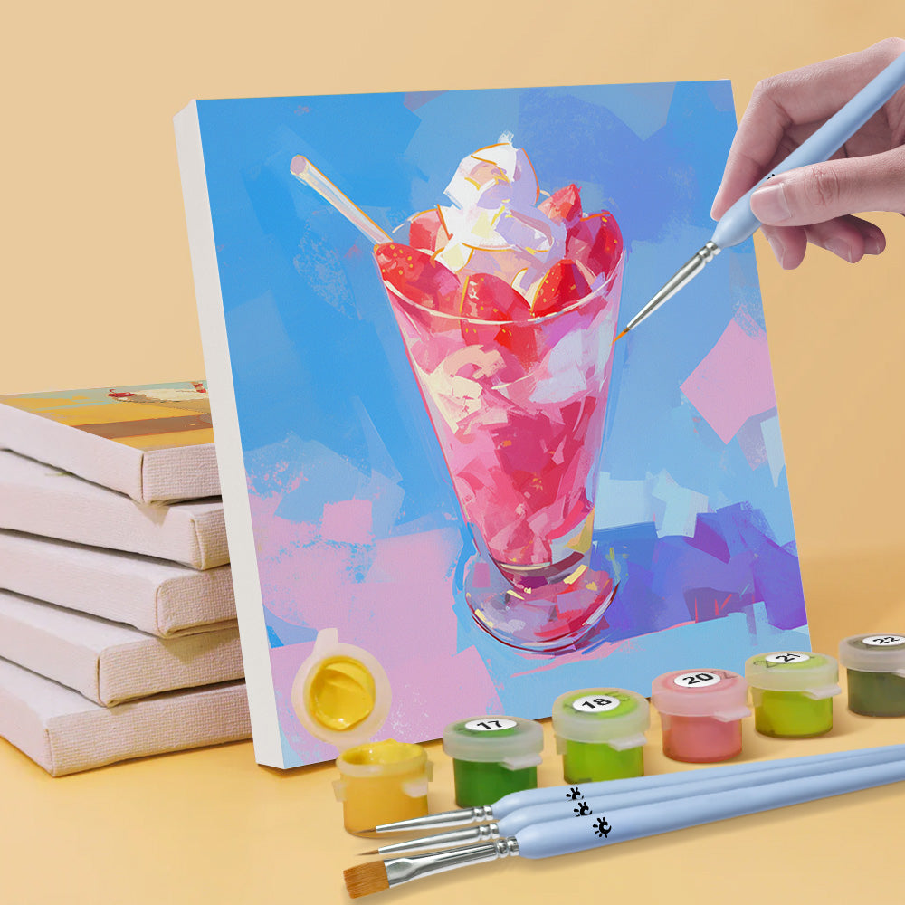 Glace aux Fruits dans des Coupes 6 Mini Peintures par Numéros