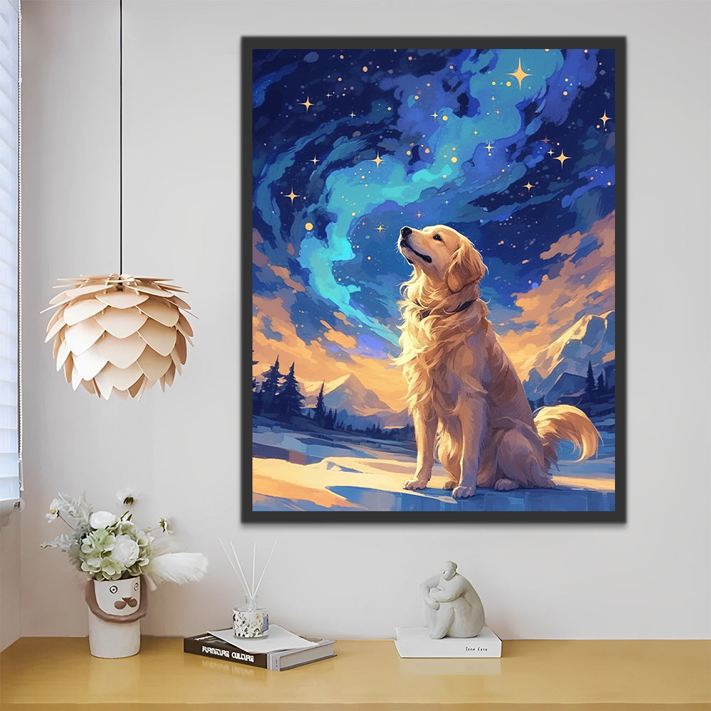 Golden Retriever sous les étoiles Peinture par Numéros