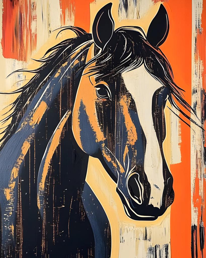 Graffiti du Cheval Noir Peinture par Numéros