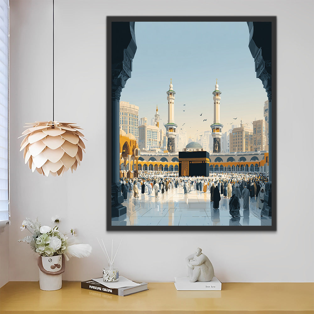 Grande Mosquée de La Mecque Bondée de Monde Peinture par Numéros