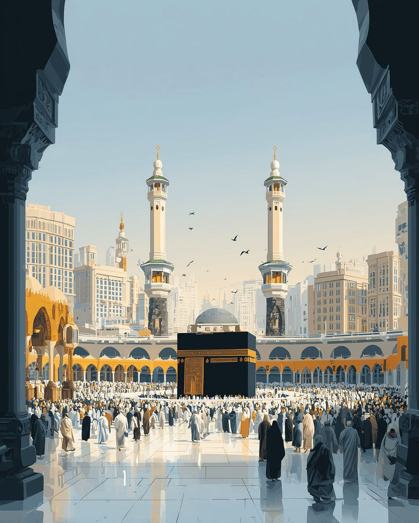 Grande Mosquée de La Mecque Bondée de Monde Peinture par Numéros