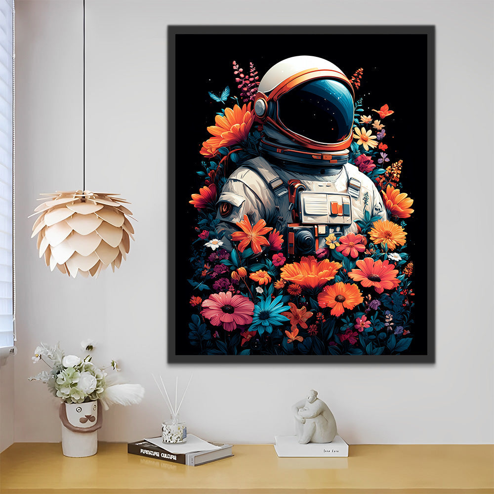 Guerrier de l'Espace Entouré de Fleurs Peinture par Numéros