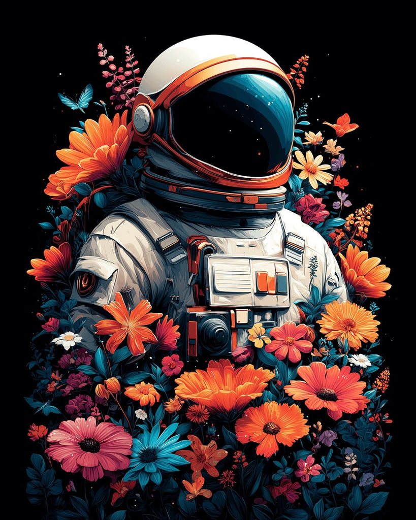 Guerrier de l'Espace Entouré de Fleurs Peinture par Numéros
