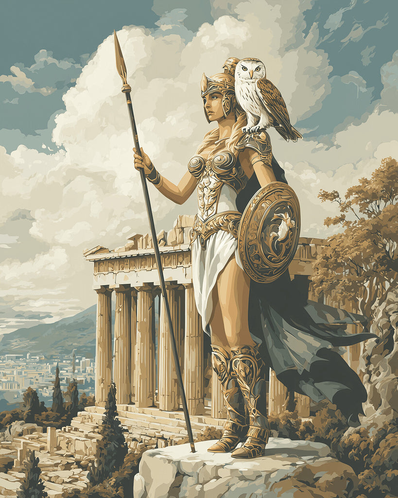 Guerrière Gardant le Parthénon Peinture par Numéros