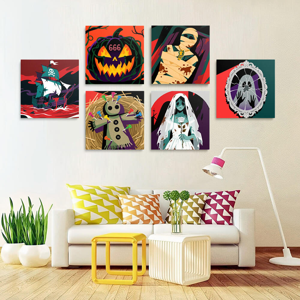 Halloween Effrayant 6 Mini Peintures par Numéros