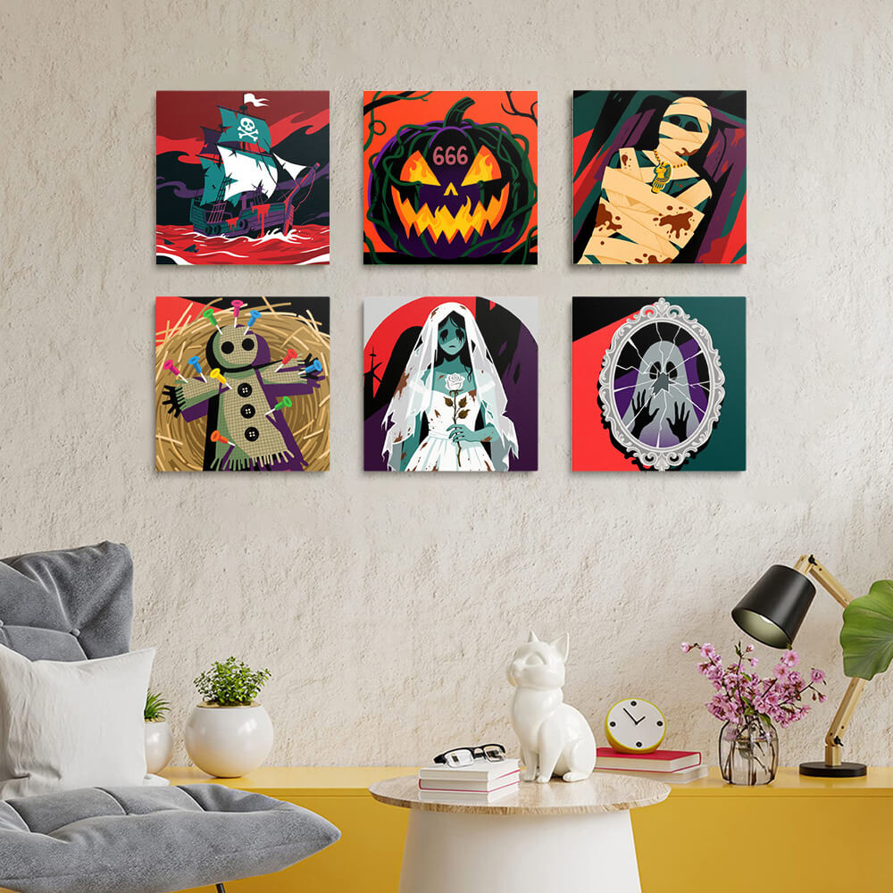 Halloween Effrayant 6 Mini Peintures par Numéros