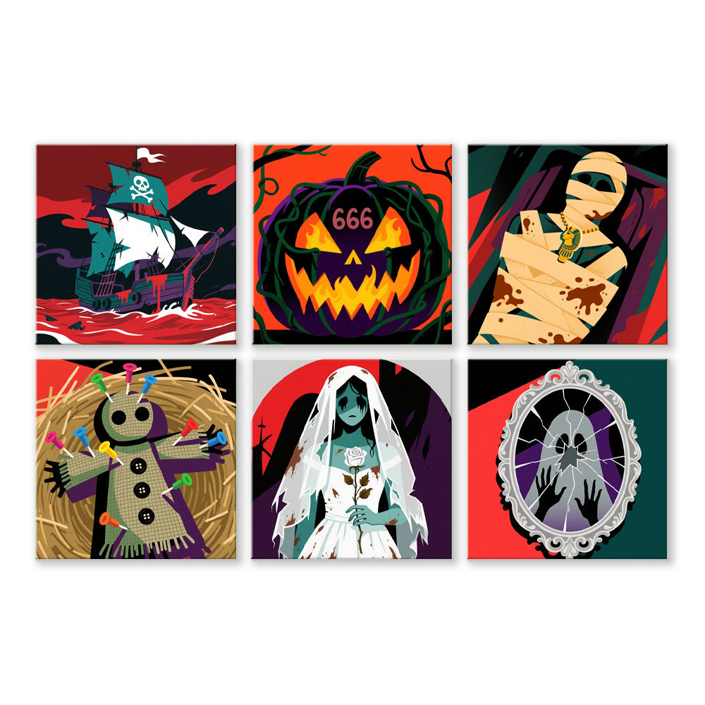 Halloween Effrayant 6 Mini Peintures par Numéros