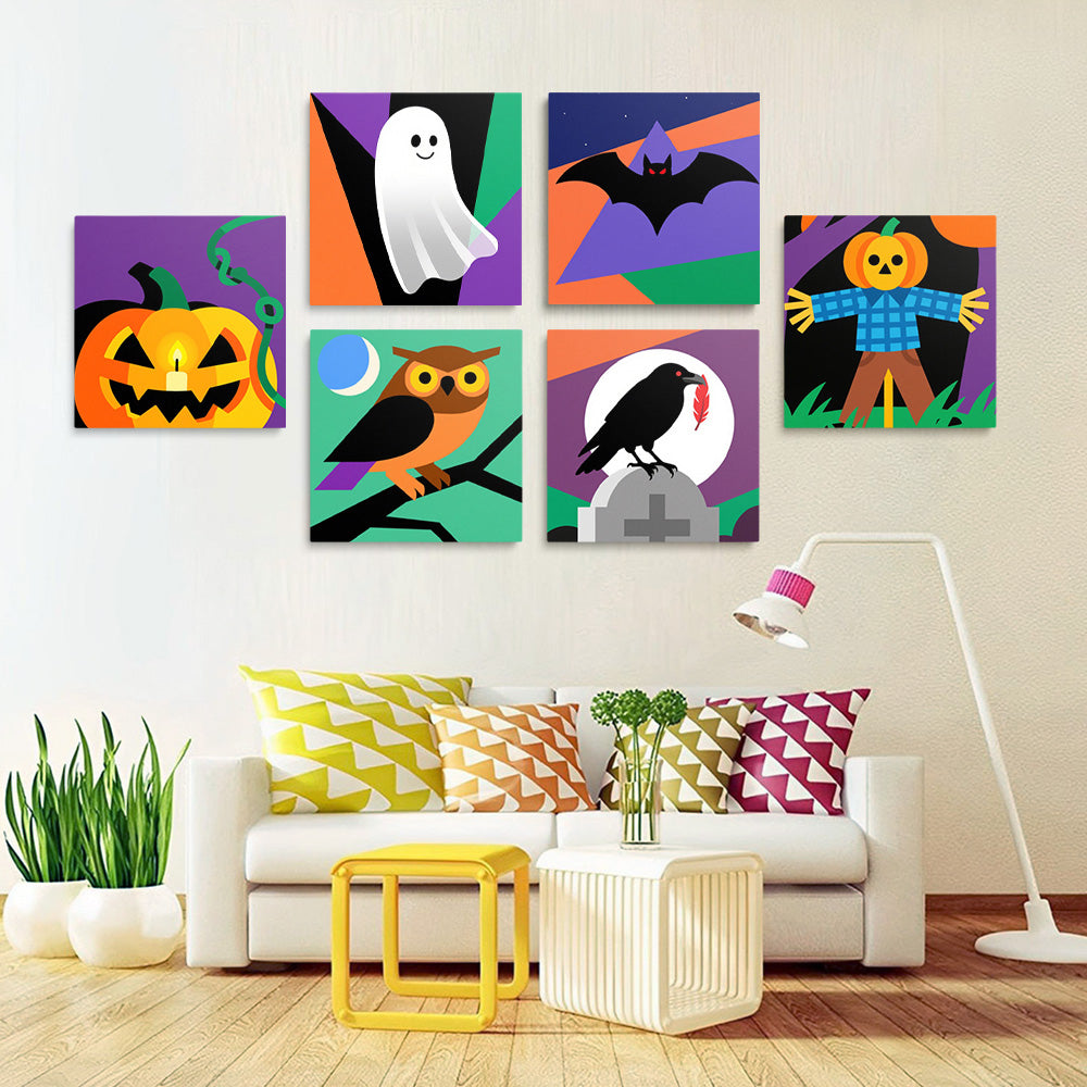 Halloween en Cartoon 6 Mini Peintures par Numéros