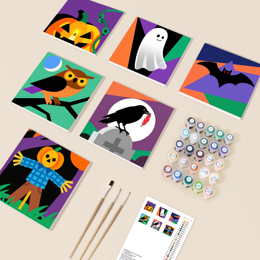 Halloween en Cartoon 6 Mini Peintures par Numéros