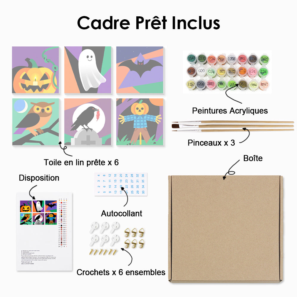Halloween en Cartoon 6 Mini Peintures par Numéros