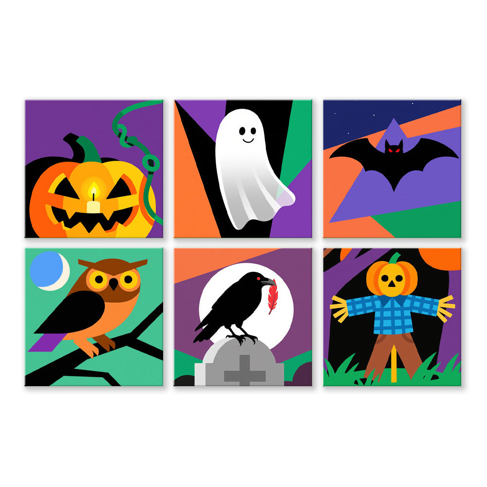 Halloween en Cartoon 6 Mini Peintures par Numéros